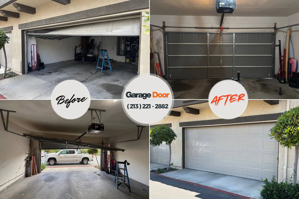 Before and after: garage door repair Minco, OK